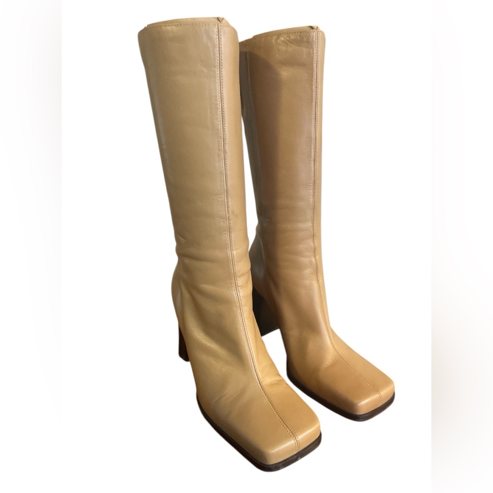 VINTAGE ALDO SQUARE TOE BOOT TAN COLOUR GENUINE LEATHER SIZE 39 8 Y2K
